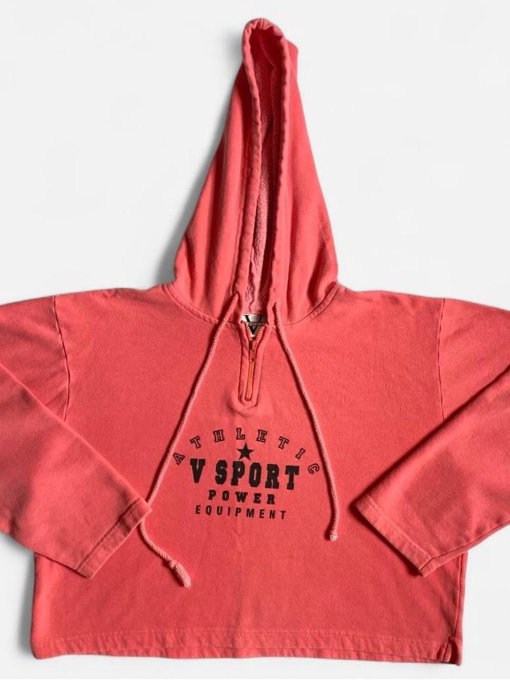 Vintage V Sport oversized pink cropped hoodie
